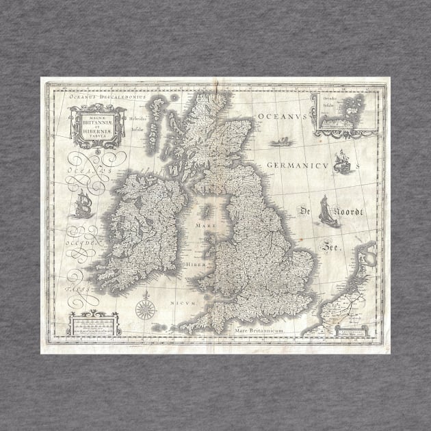 Vintage Map of England and Ireland (1631) by Bravuramedia